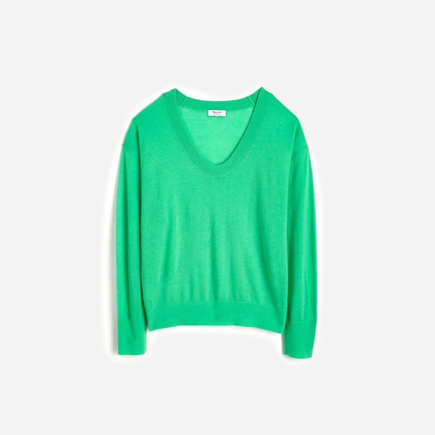 womens madewell cashmere u-neck pullover sweater green
