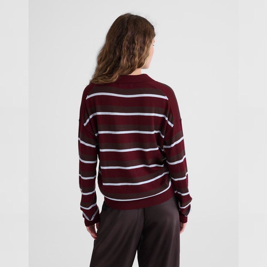 burgundy dark brown womens madewell striped polo merino wool sweater