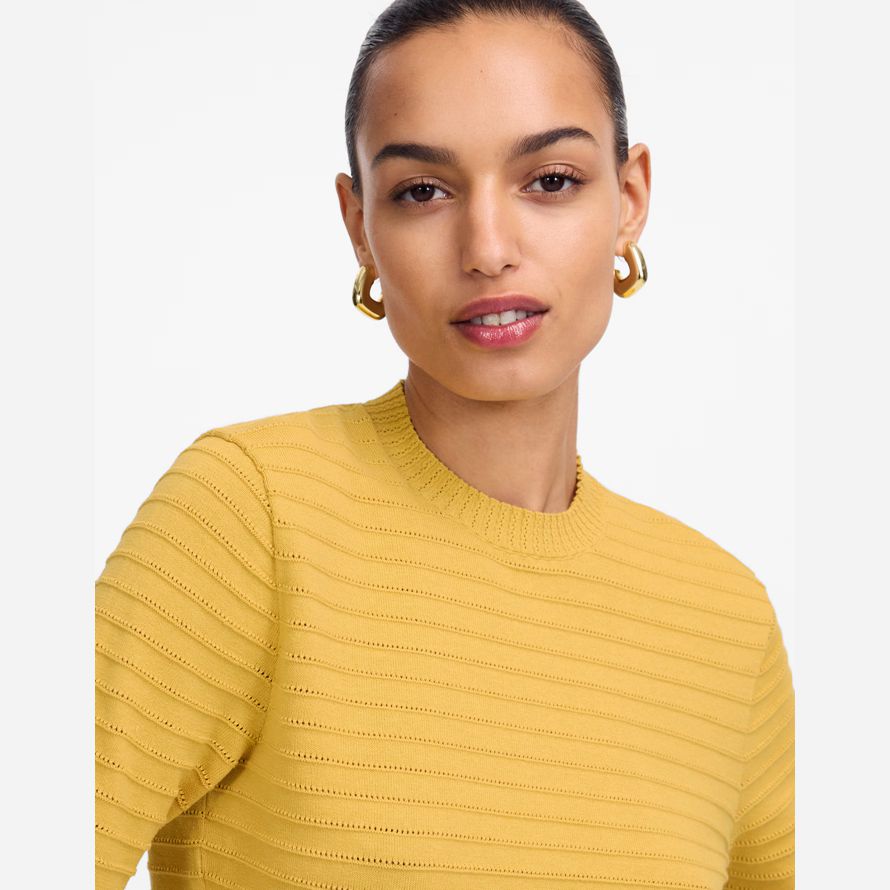 womens madewell textural-stitch cotton sweater yellow