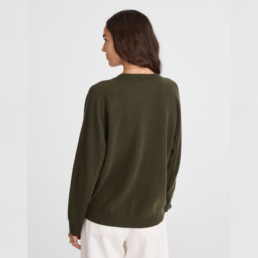 olive womens madewell cashmere v-neck sweater