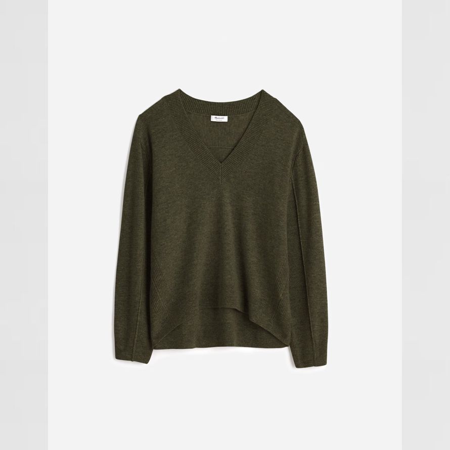 olive womens madewell cashmere v-neck sweater