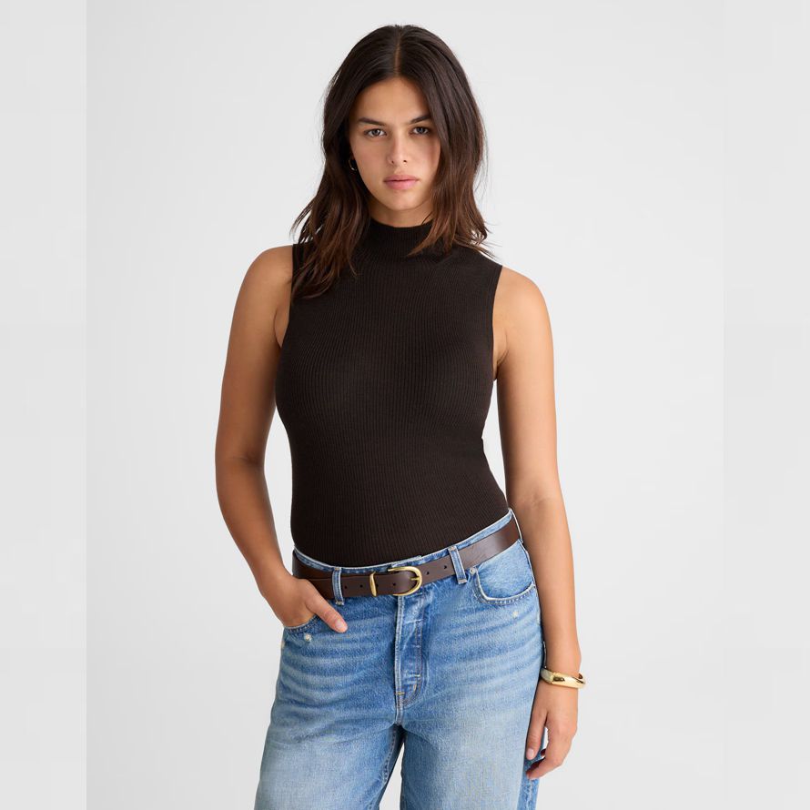 madewell merino wool-silk sleeveless womens sweater black