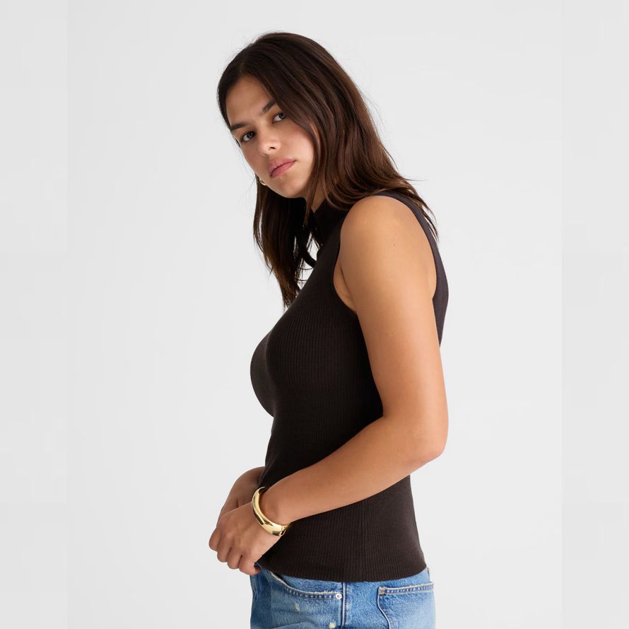 madewell merino wool-silk sleeveless womens sweater black