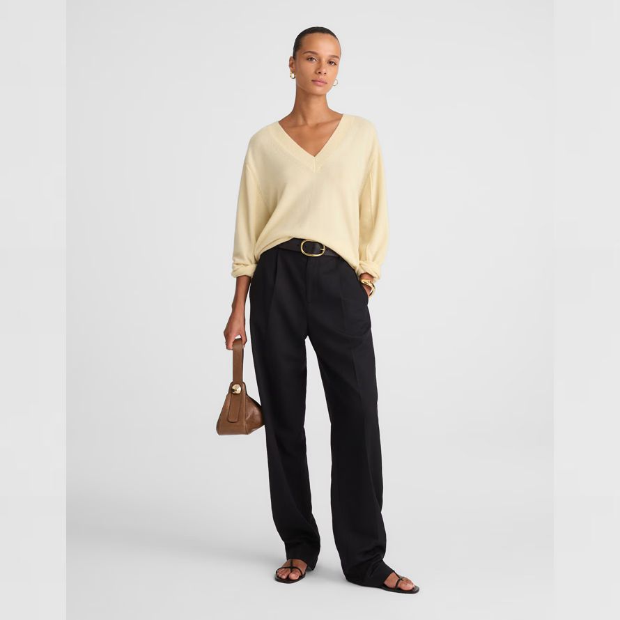 cream womens madewell cashmere v-neck sweater