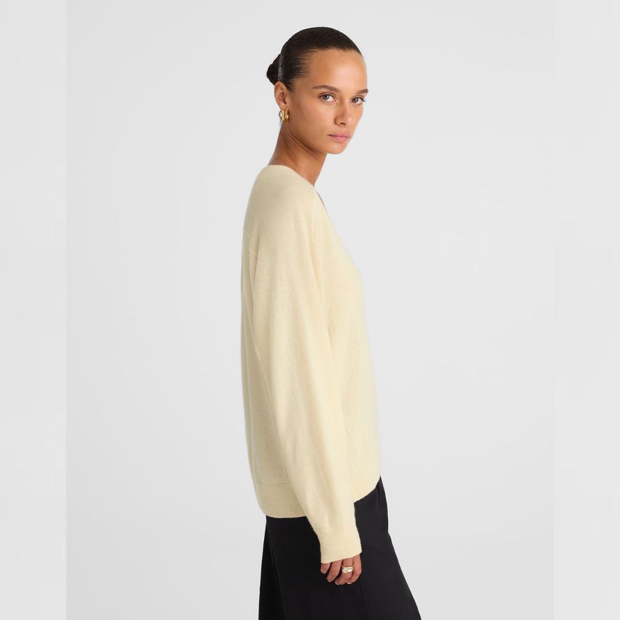 cream womens madewell cashmere v-neck sweater