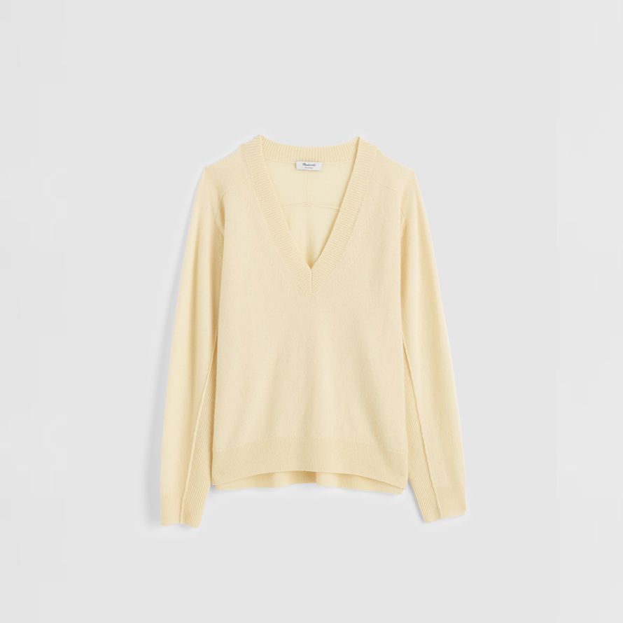 cream womens madewell cashmere v-neck sweater