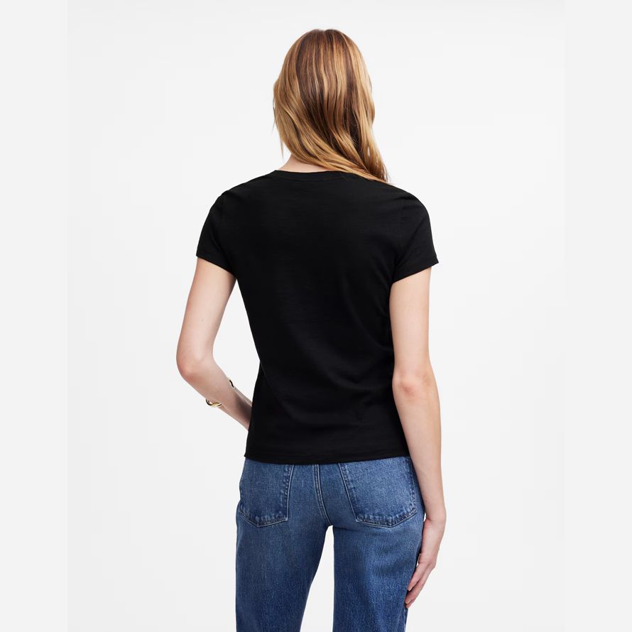 womens madewell slub perfect v-neck t-shirts black