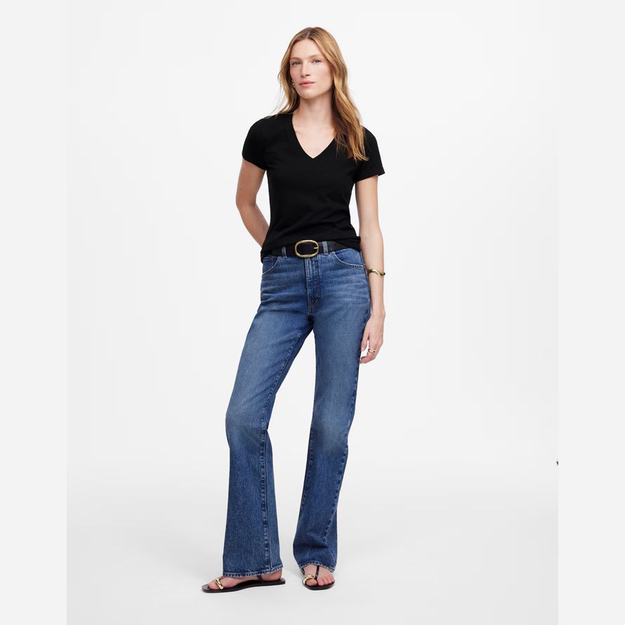 womens madewell slub perfect v-neck t-shirts black