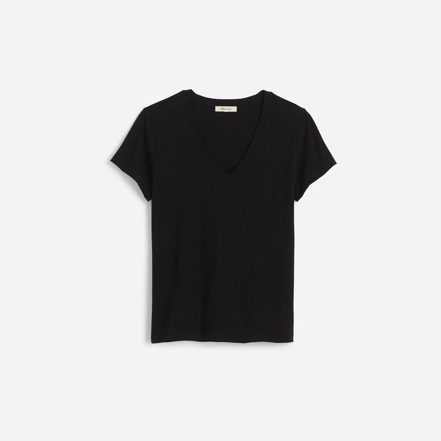 womens madewell slub perfect v-neck t-shirts black