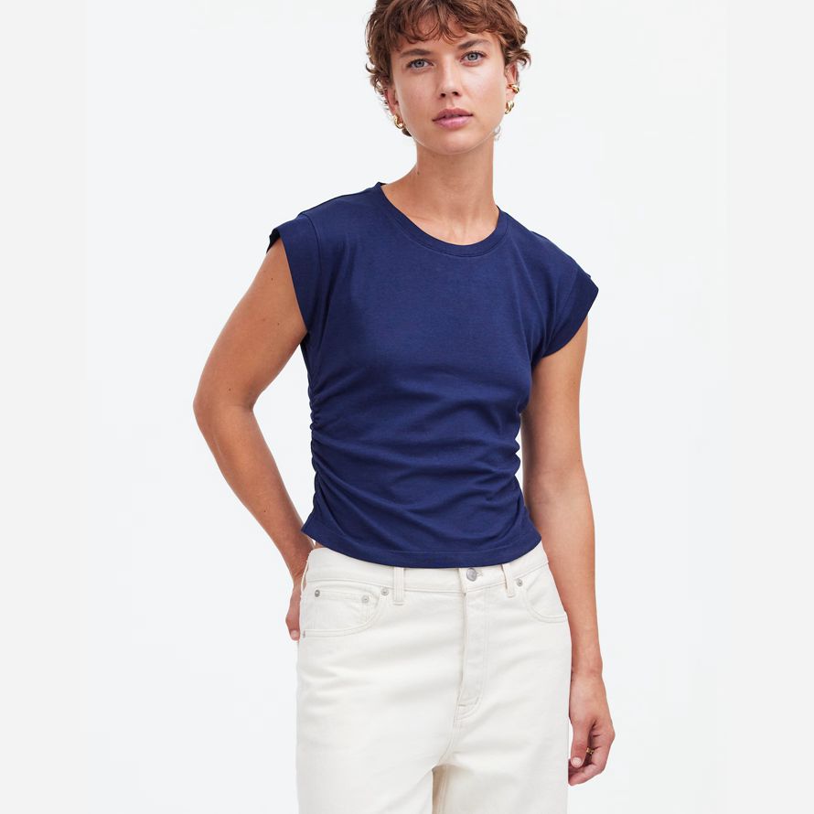 madewell side-cinch muscle womens t-shirts navy