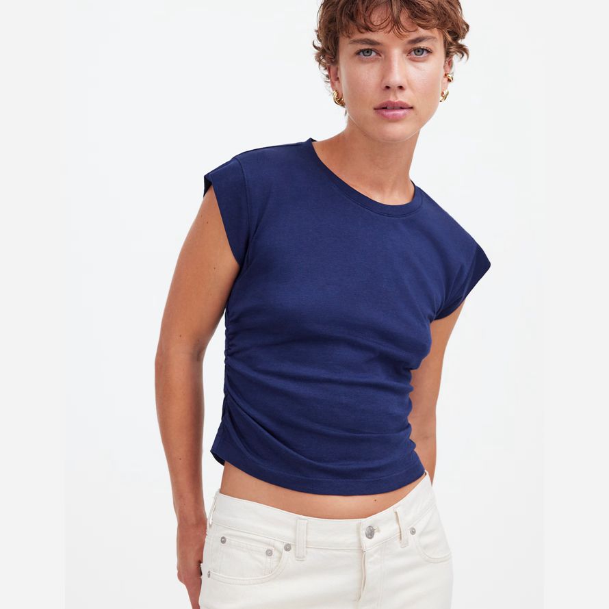 madewell side-cinch muscle womens t-shirts navy