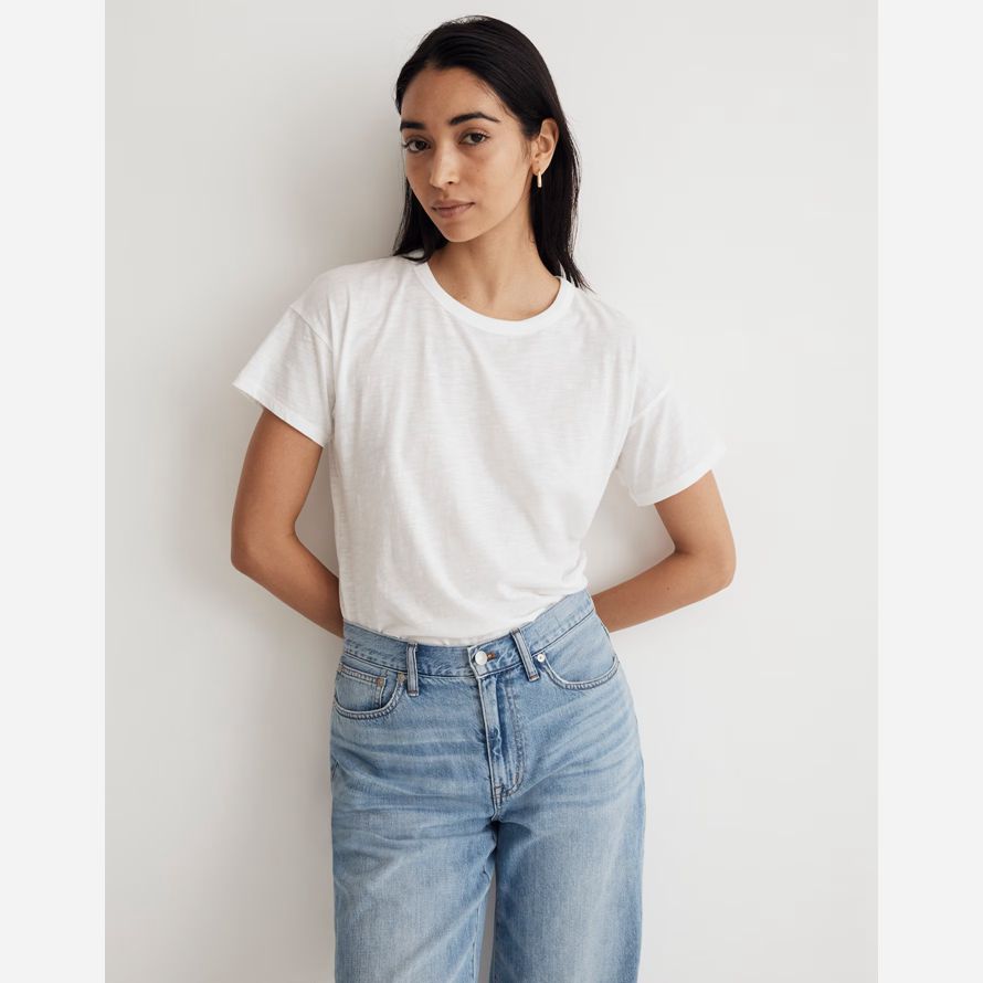 white madewell whisper cotton v-neck womens t-shirts