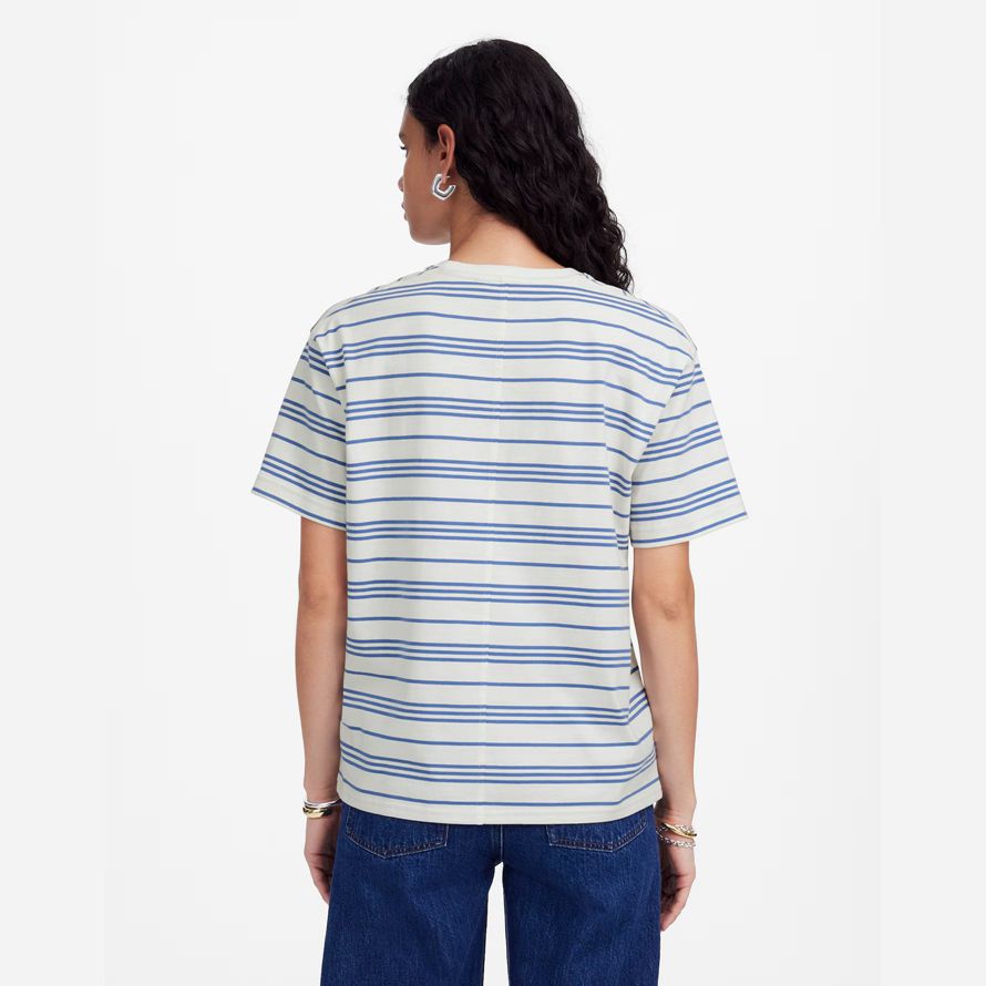 womens madewell cotton relaxed oversized t-shirts white blue