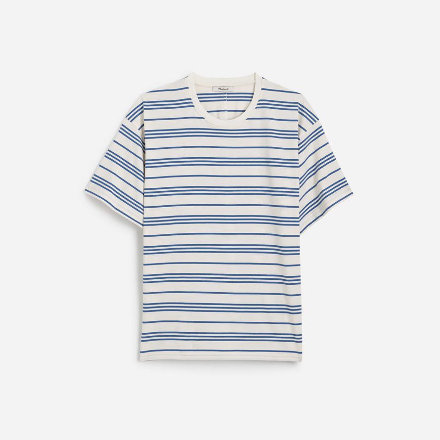 womens madewell cotton relaxed oversized t-shirts white blue
