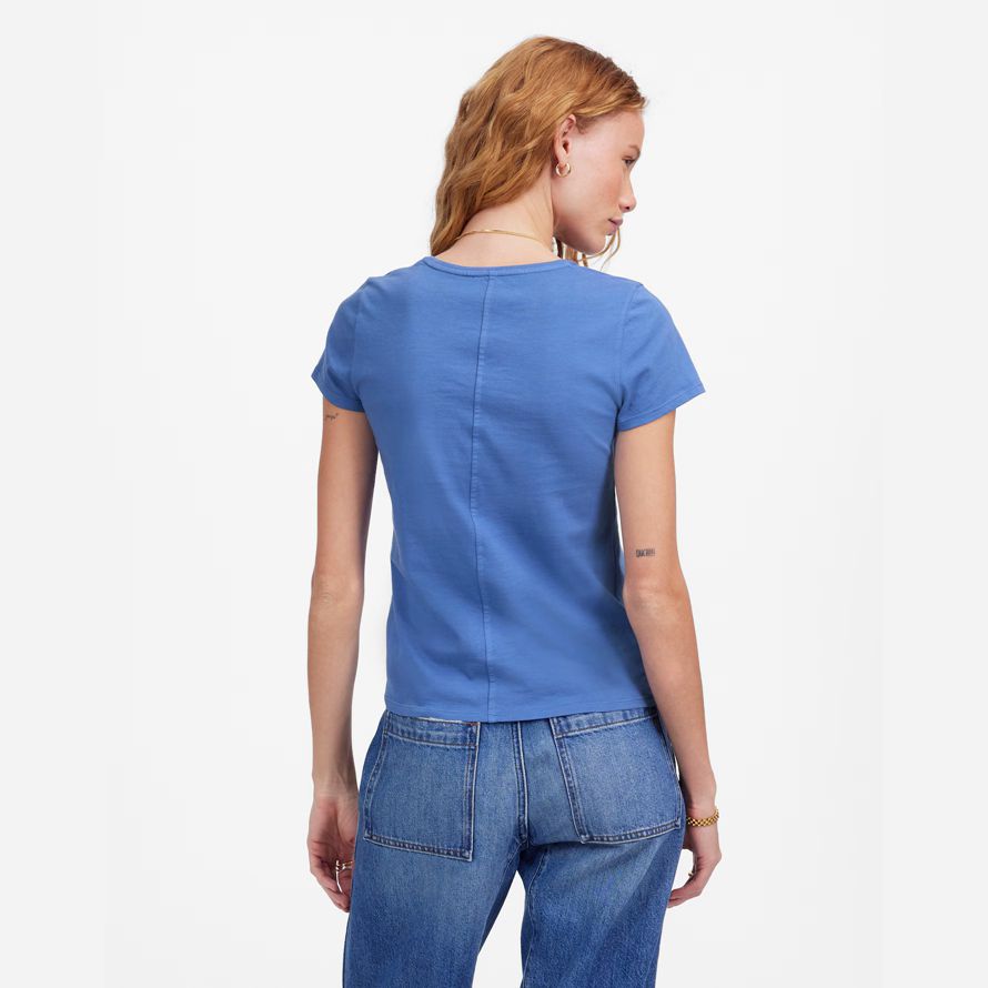 blue madewell essential slim lightweight cotton womens t-shirts