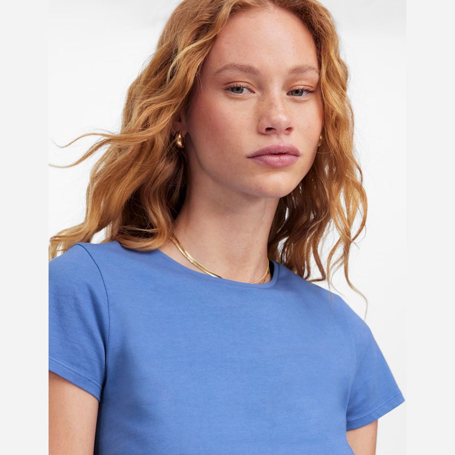 blue madewell essential slim lightweight cotton womens t-shirts