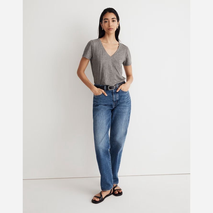 madewell whisper cotton v-neck womens t-shirts grey