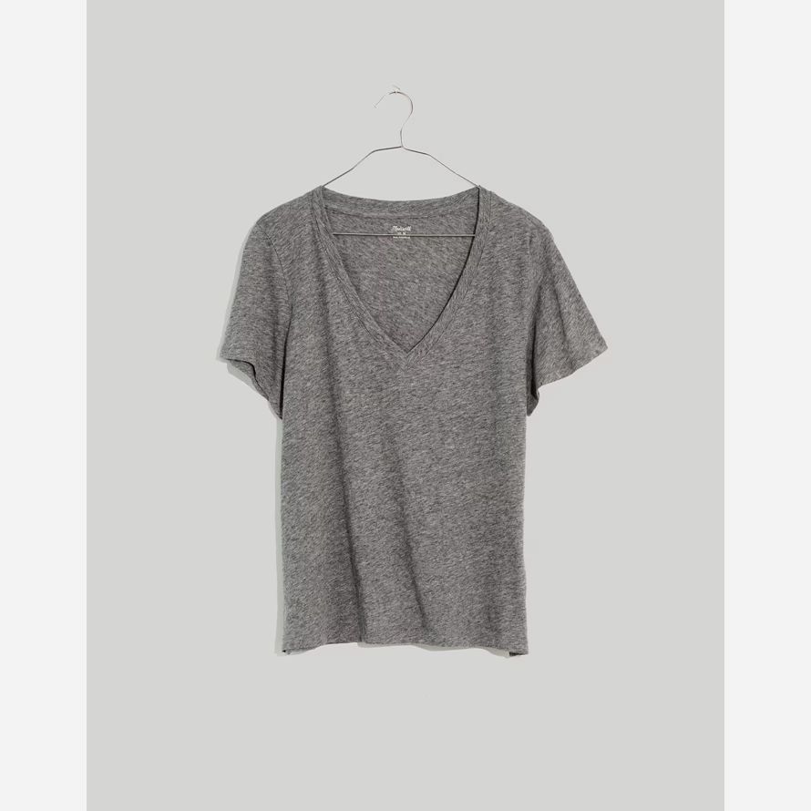 madewell whisper cotton v-neck womens t-shirts grey