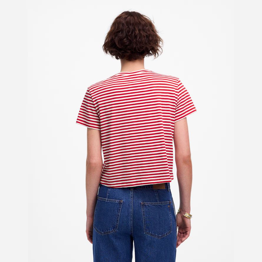 red white womens madewell slub boxy-crop t-shirts