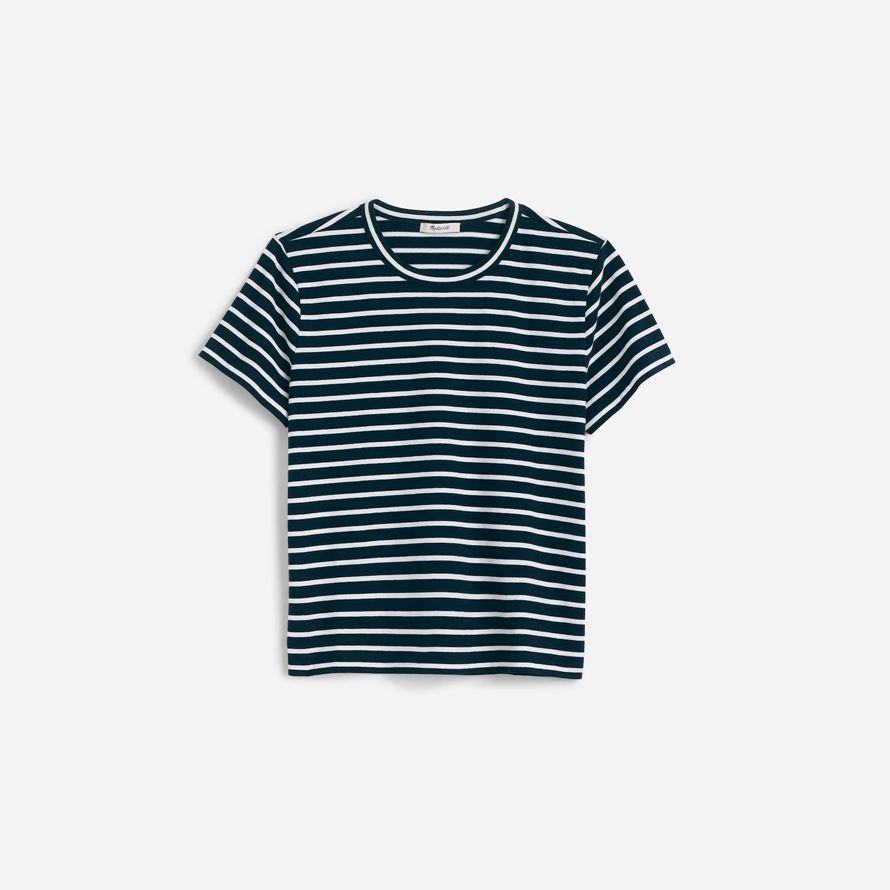madewell cotton perfect crewneck womens t-shirts navy whie