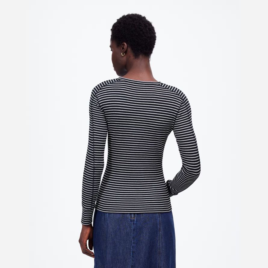 madewell ribbed crewneck long-sleeve womens t-shirts black white