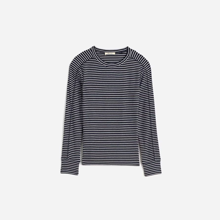 madewell ribbed crewneck long-sleeve womens t-shirts black white