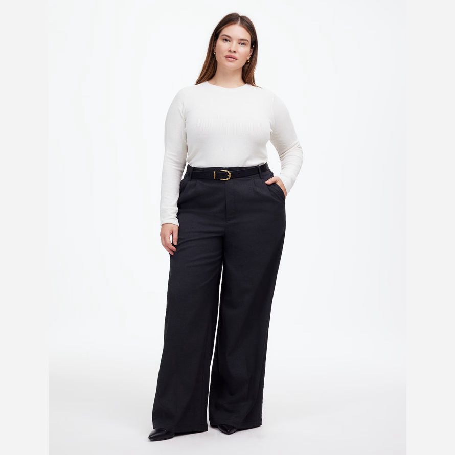 white womens madewell plus ribbed crewneck long-sleeve t-shirts