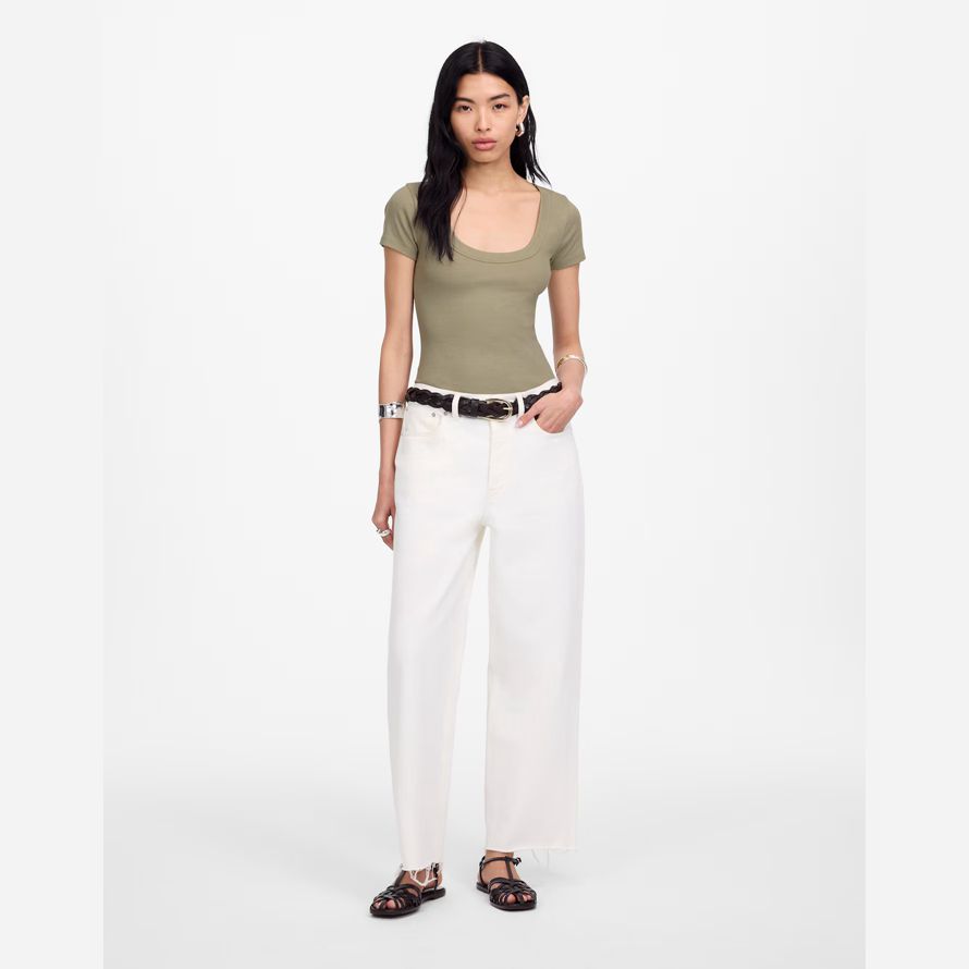 olive madewell regenerative cotton ribbed scoopneck womens t-shirts