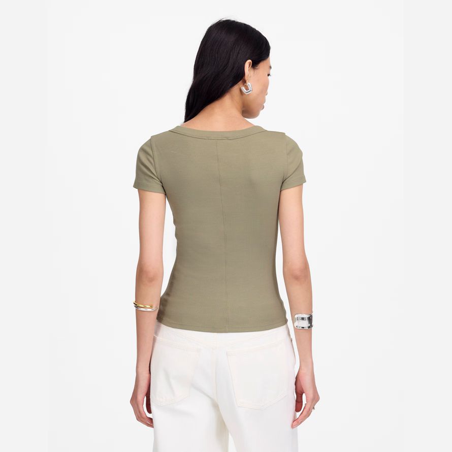 olive madewell regenerative cotton ribbed scoopneck womens t-shirts