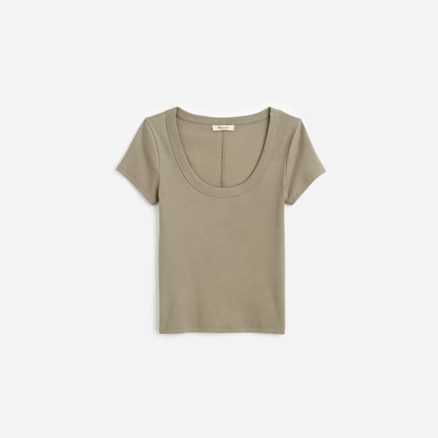 olive madewell regenerative cotton ribbed scoopneck womens t-shirts