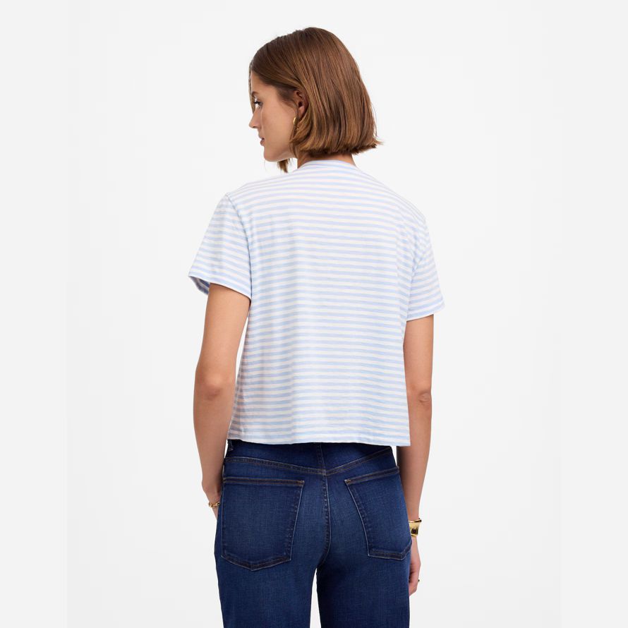 madewell slub boxy-crop womens t-shirts light blue white