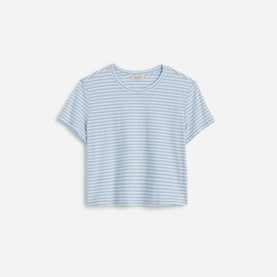 madewell slub boxy-crop womens t-shirts light blue white