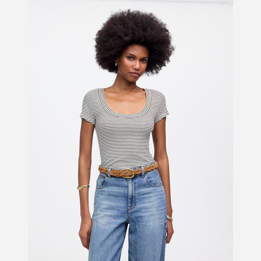 madewell regenerative cotton ribbed scoopneck womens t-shirts black white