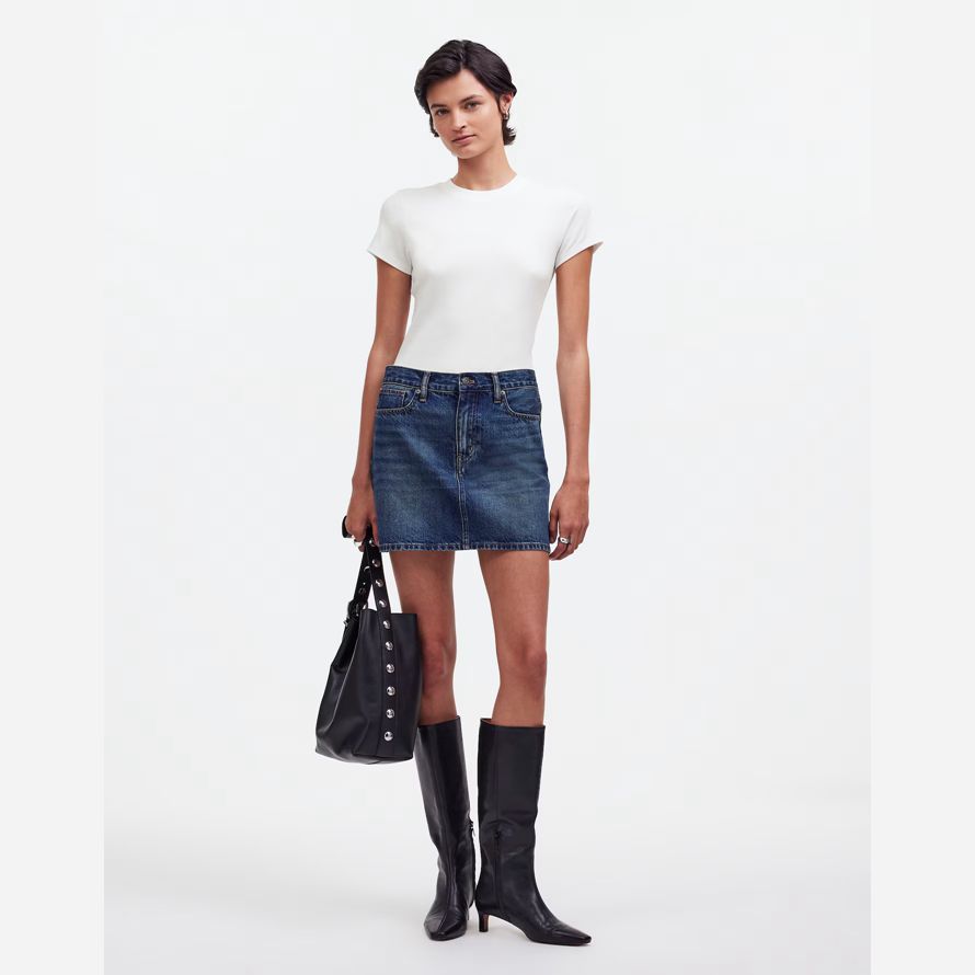 white womens madewell regenerative cotton ribbed crewneck t-shirts