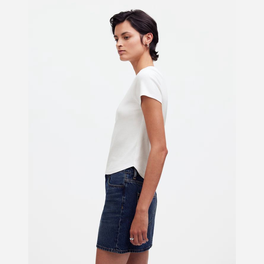 white womens madewell regenerative cotton ribbed crewneck t-shirts