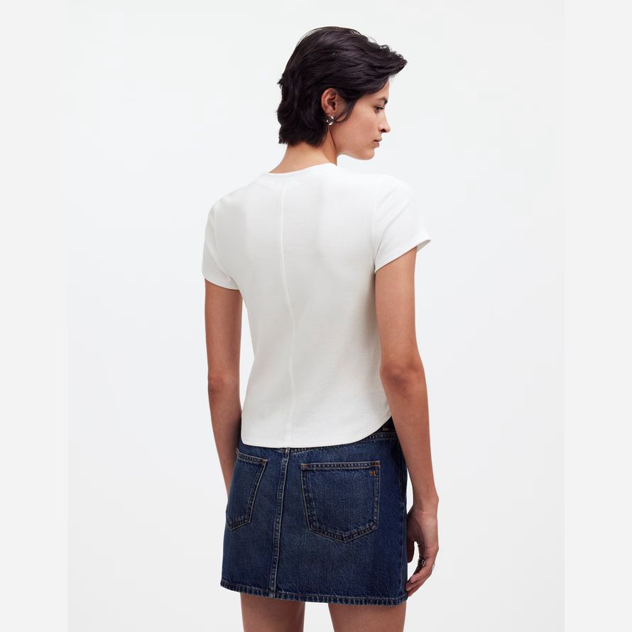 white womens madewell regenerative cotton ribbed crewneck t-shirts