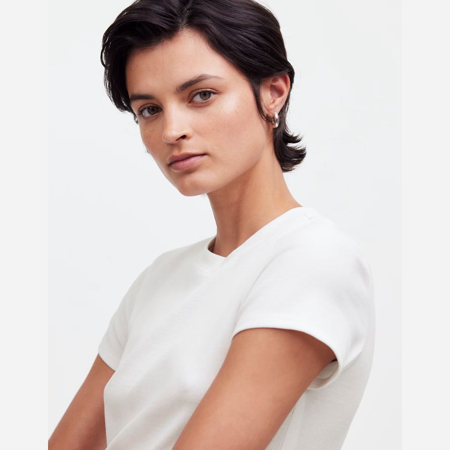 white womens madewell regenerative cotton ribbed crewneck t-shirts
