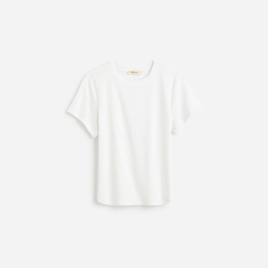 white womens madewell regenerative cotton ribbed crewneck t-shirts
