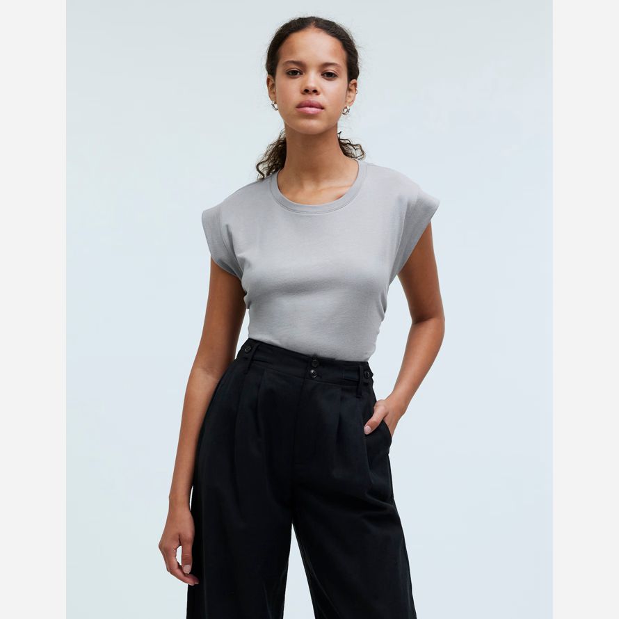 madewell side-cinch muscle womens t-shirts grey