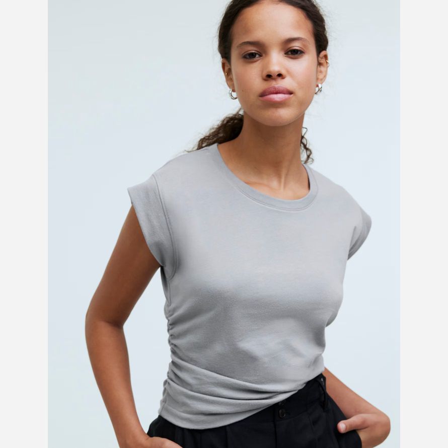 madewell side-cinch muscle womens t-shirts grey