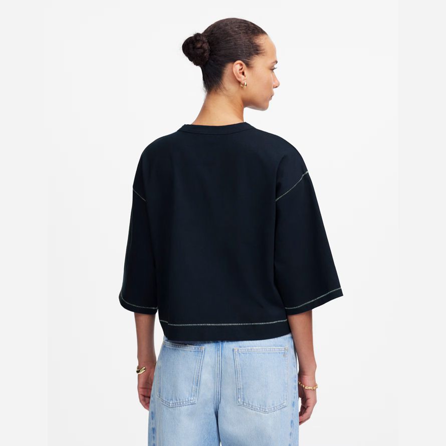 madewell wide-sleeve boxy womens t-shirts navy