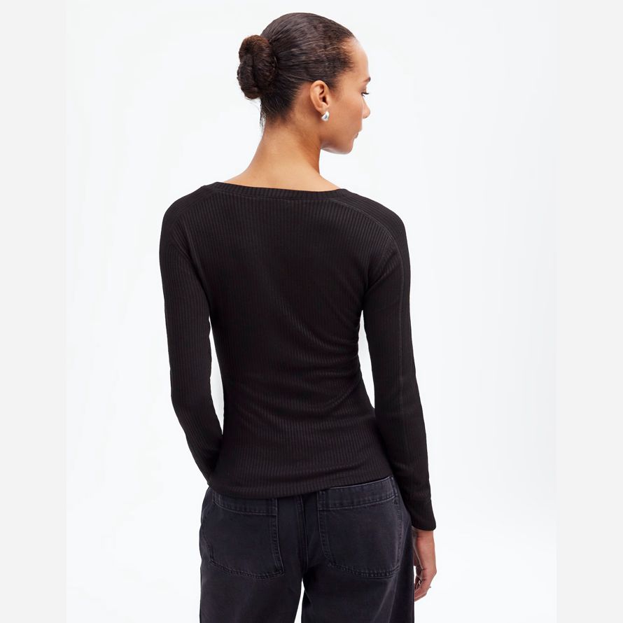womens madewell ribbed crewneck long-sleeve t-shirts black