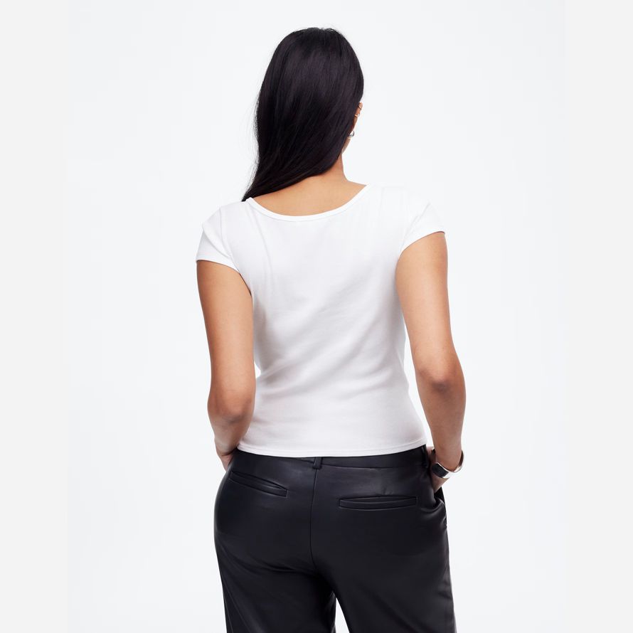 womens madewell regenerative cotton ribbed cap-sleeve t-shirts white