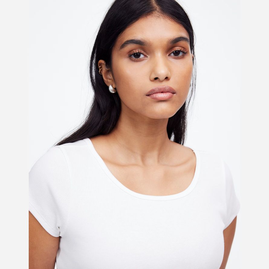 womens madewell regenerative cotton ribbed cap-sleeve t-shirts white