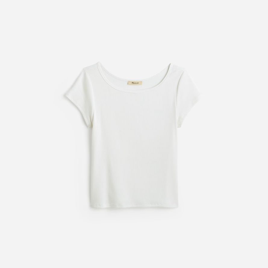 womens madewell regenerative cotton ribbed cap-sleeve t-shirts white
