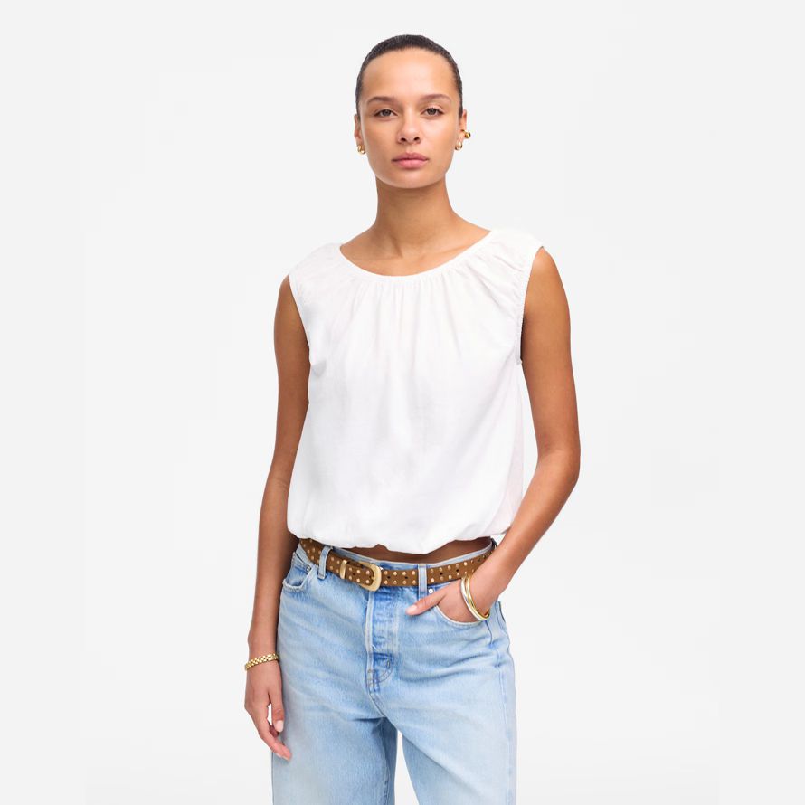 white madewell boatneck bubble womens t-shirts