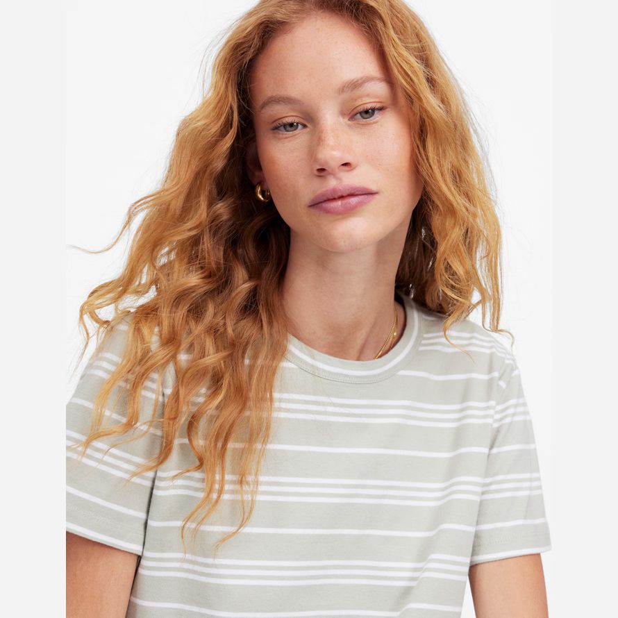 white green womens madewell cotton perfect crewneck t-shirts