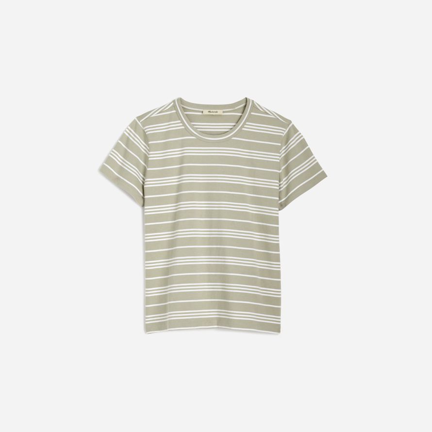 white green womens madewell cotton perfect crewneck t-shirts