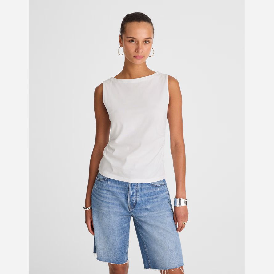 madewell cinched crewneck womens tank white