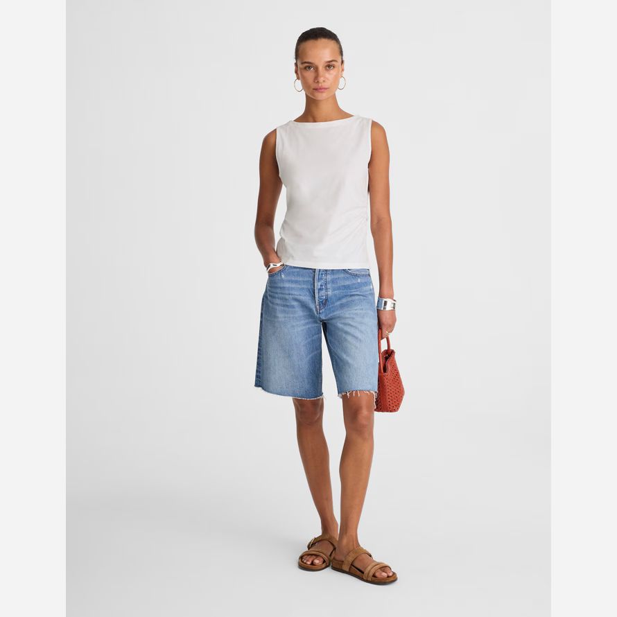 madewell cinched crewneck womens tank white